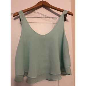 Forever 21 Aqua Chiffon Crop Top